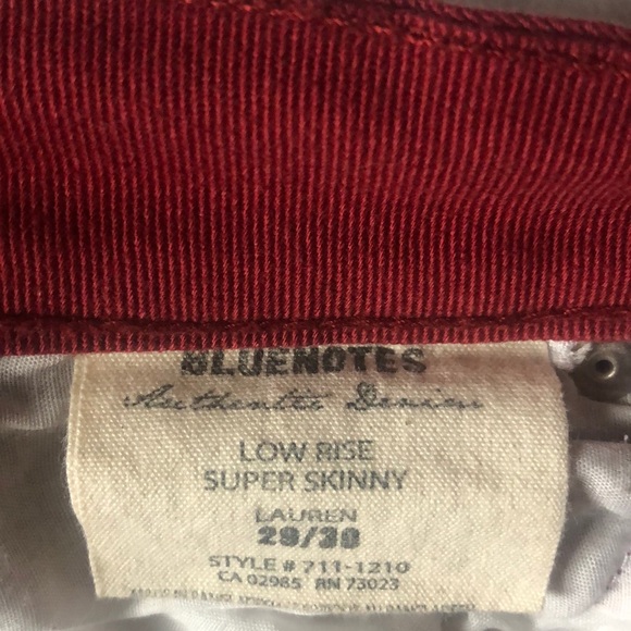 Low Rise, Super Skinny- Red Blue Notes Pants - Picture 2 of 2